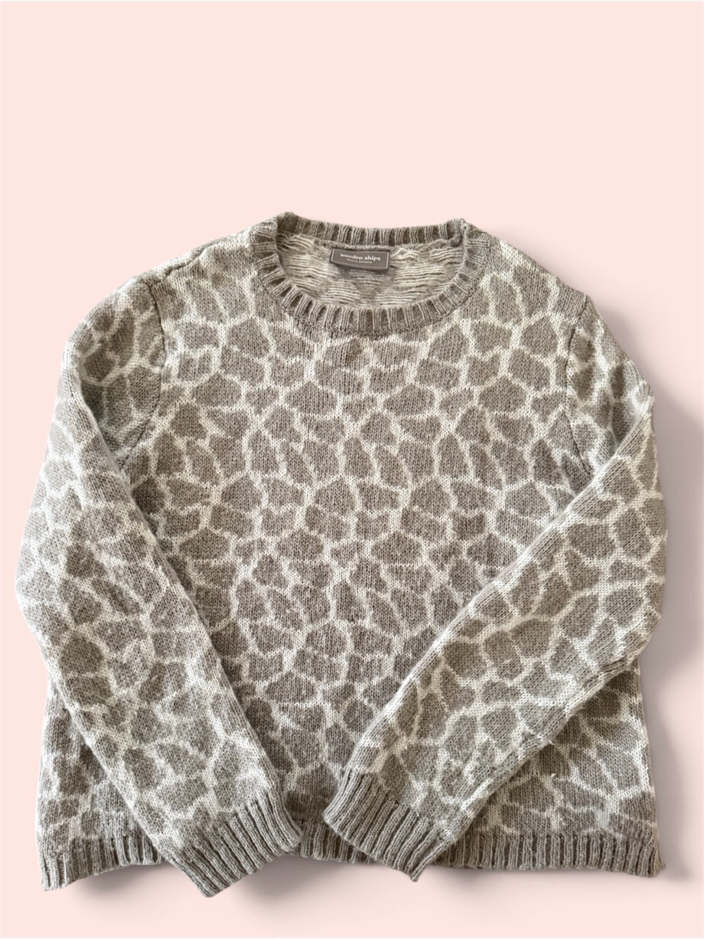 Wooden Ships Women's Crewneck Animal Print Sweater - Taupe/Cream